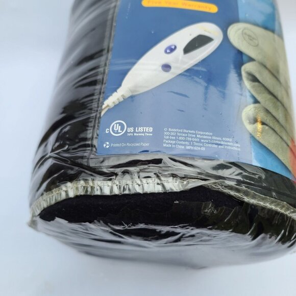 Biddeford Super Soft Micro Plush Electric Heated Throw Blanket Black Long Cord - Picture 6 of 7